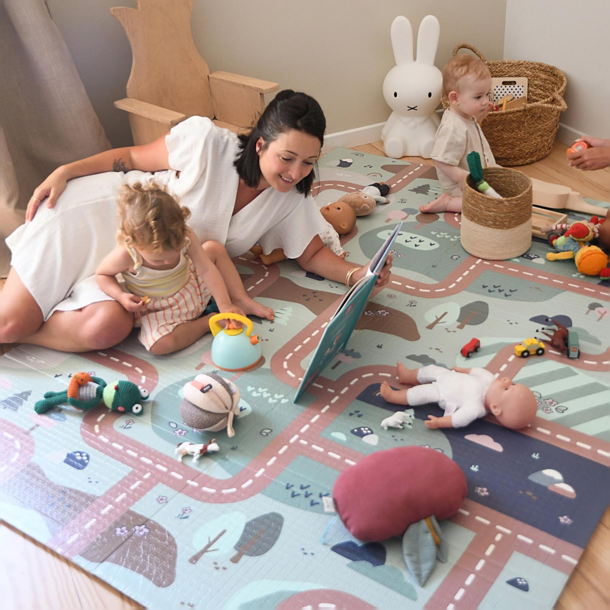 Tapete de Atividades Beaba Playlife Foam Dobrável e Reversível Bege Serra-6