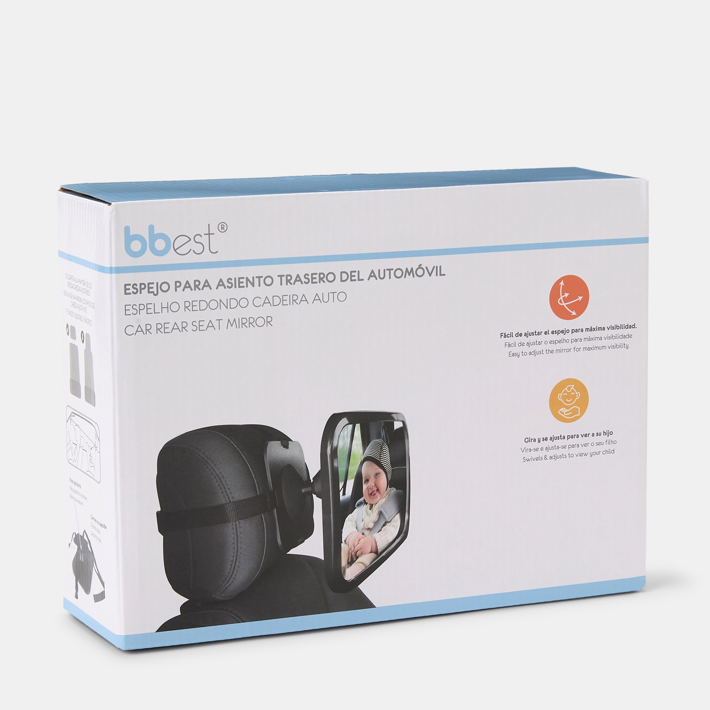 Espelho para o banco traseiro do carro Bbest Preto-4