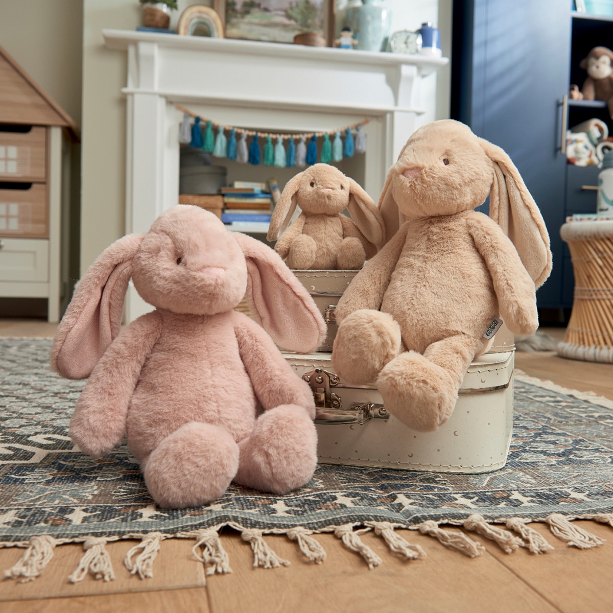 Set De Muñeco Conejo De Peluche Con Moisés Manta Y Almohada Manhattan Toy Moppettes