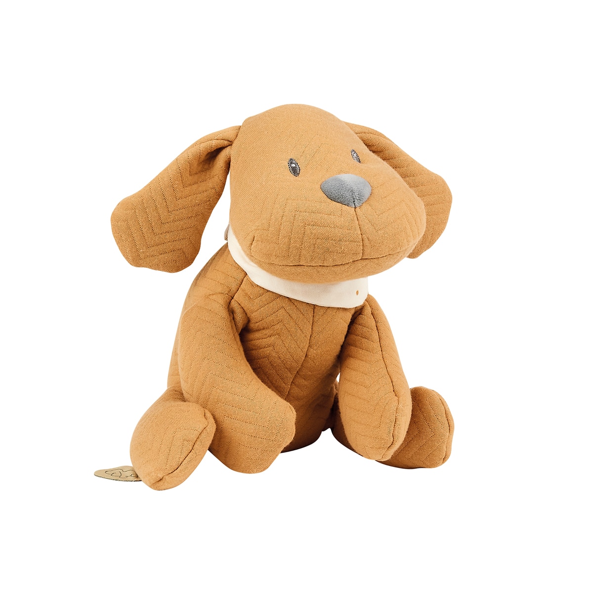 Nattou - Peluche jacquard perrito Charlie Nattou caramelo.