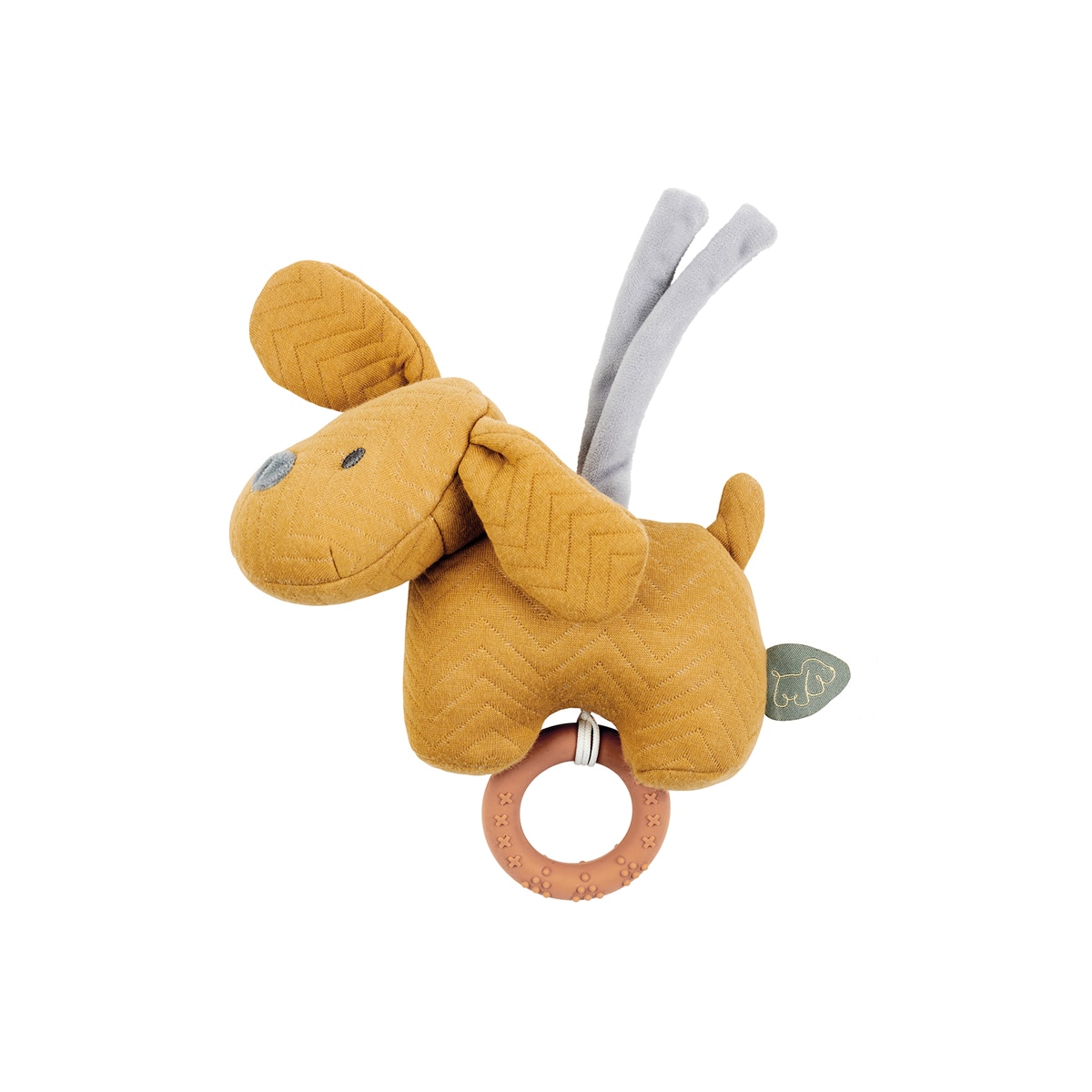Nattou - Peluche mini musical jacquard perrito Charlie Nattou caramelo.