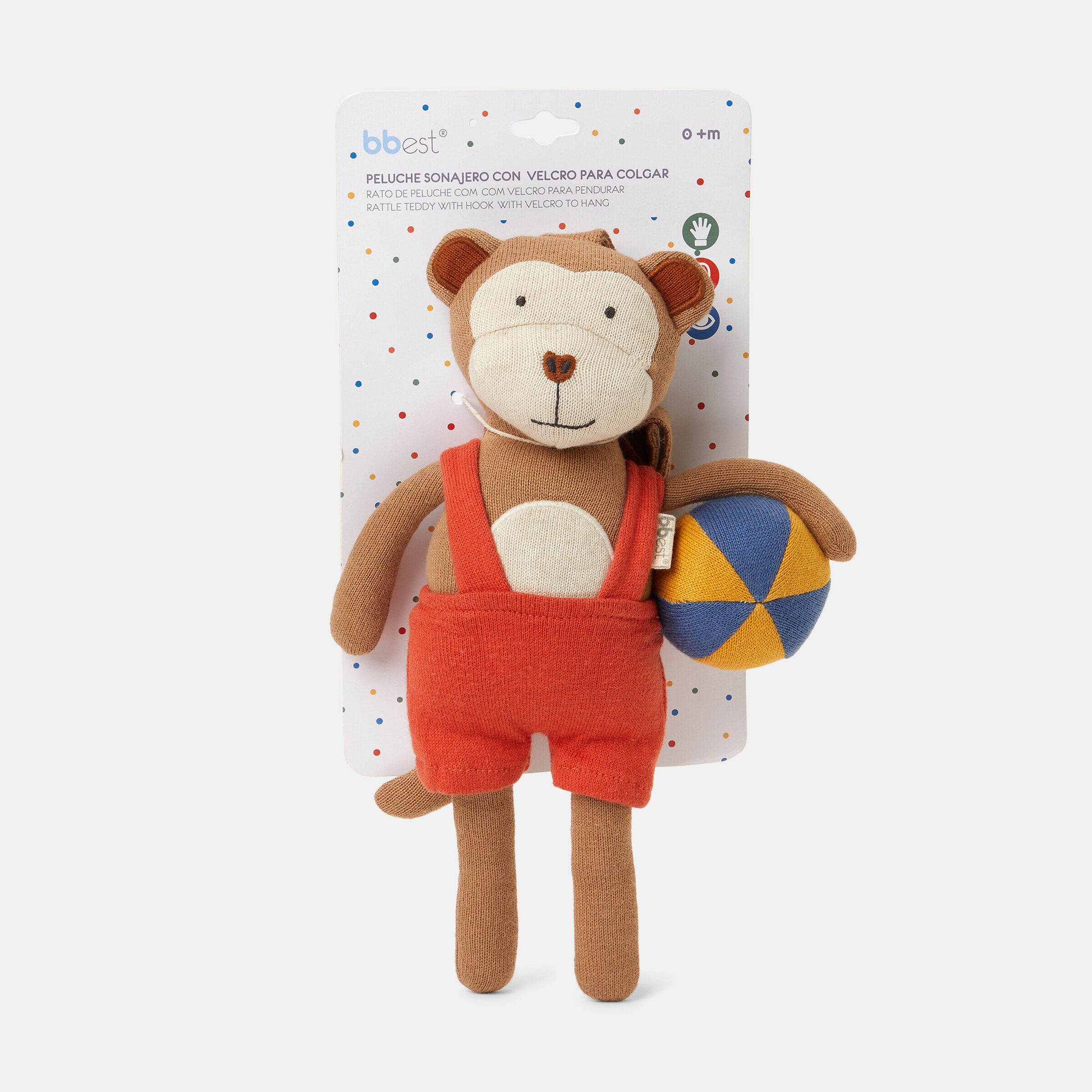 Macaco de Peluche de Apego de Tricot Multicolor-4