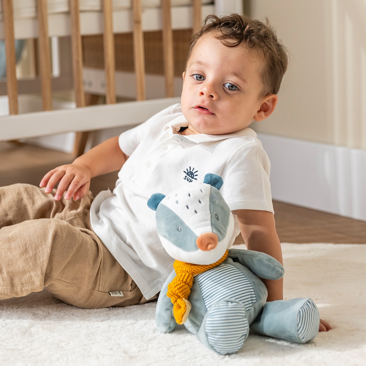 Peluche tejón Nattou colección Felix&Leo Azul-5