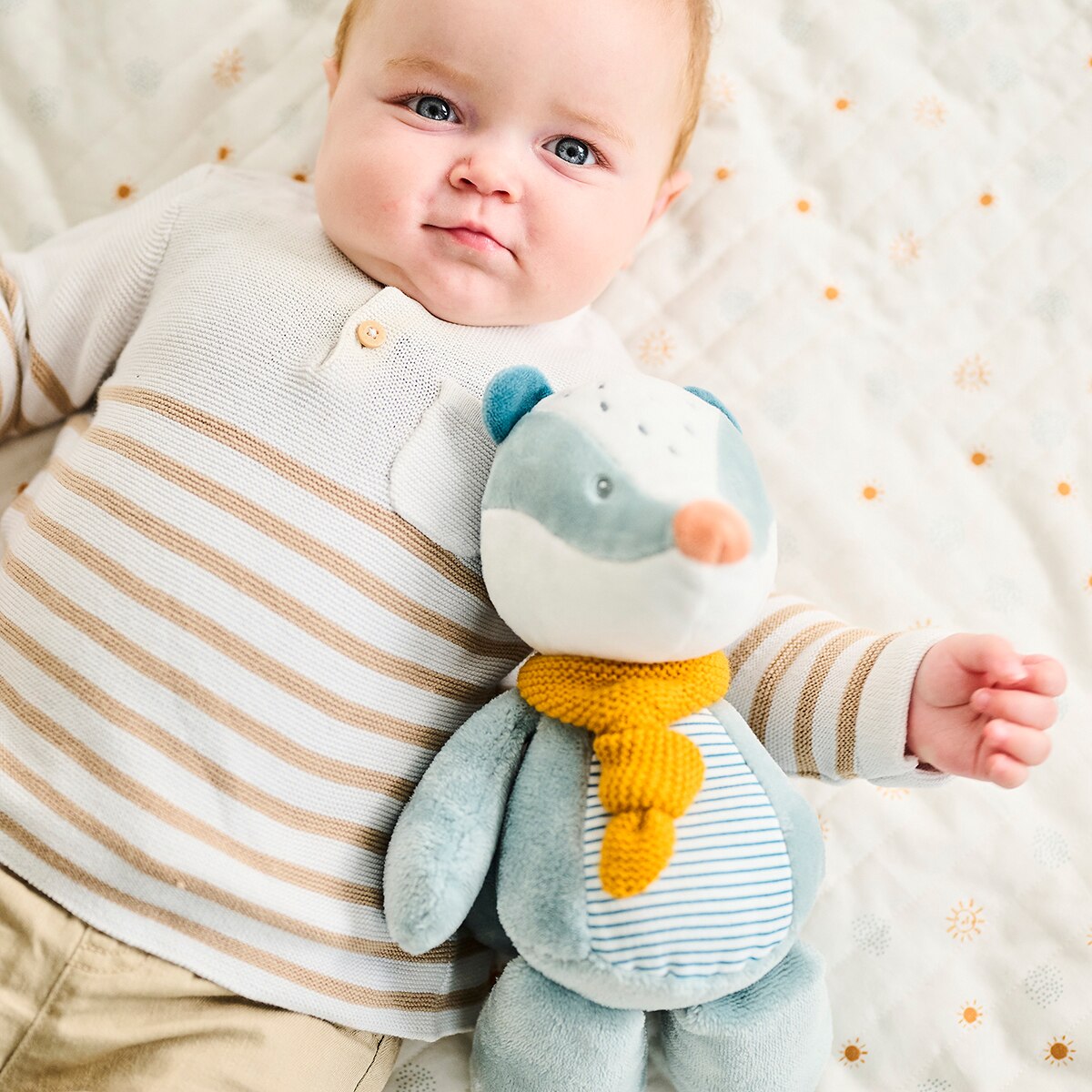 Peluche tejón Nattou colección Felix&Leo Azul-8