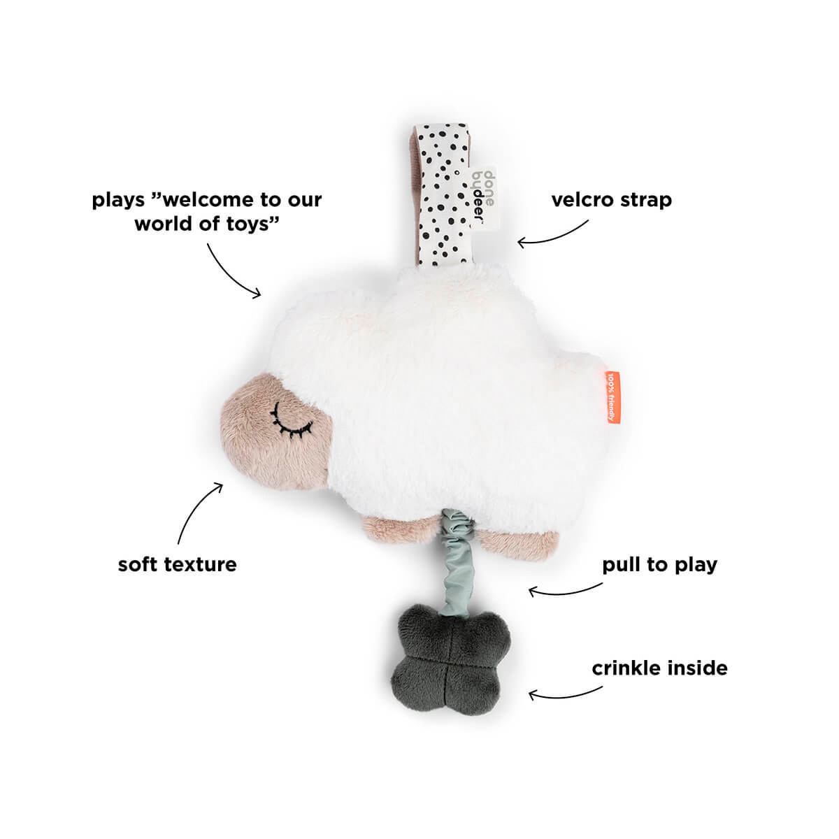 Peluche musical Done by Deer oveja Tiny Farm Beige-3