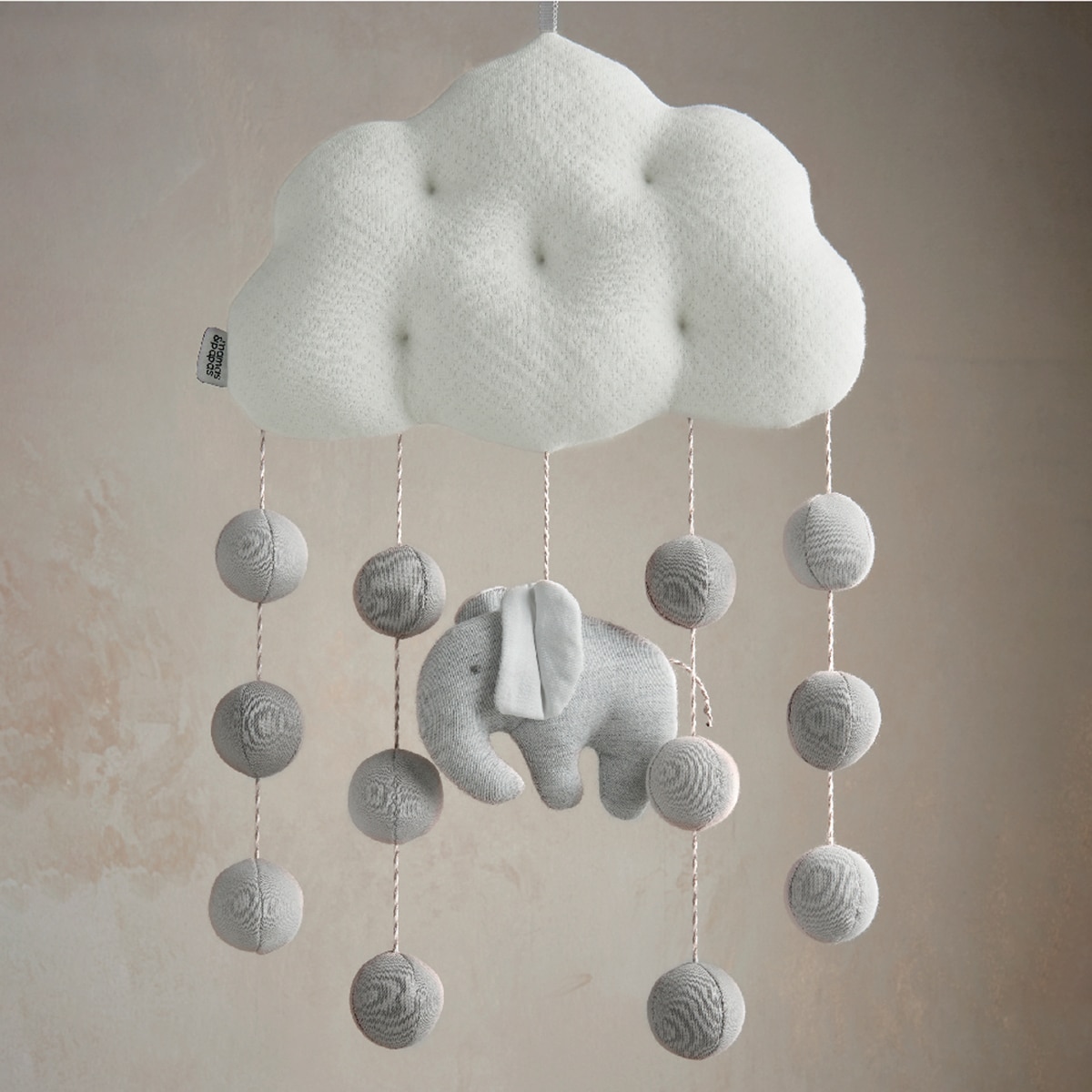 Móvil musical elefante Mamas & Papas /blanco - Gris Gris-2