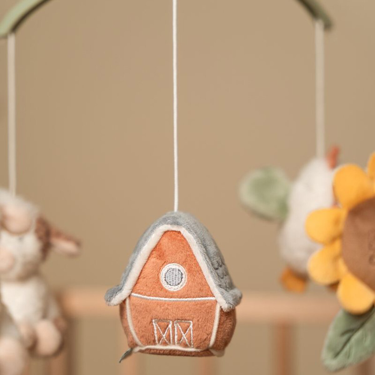 Móvil musical Little Dutch colección Little Farm Gris claro-10