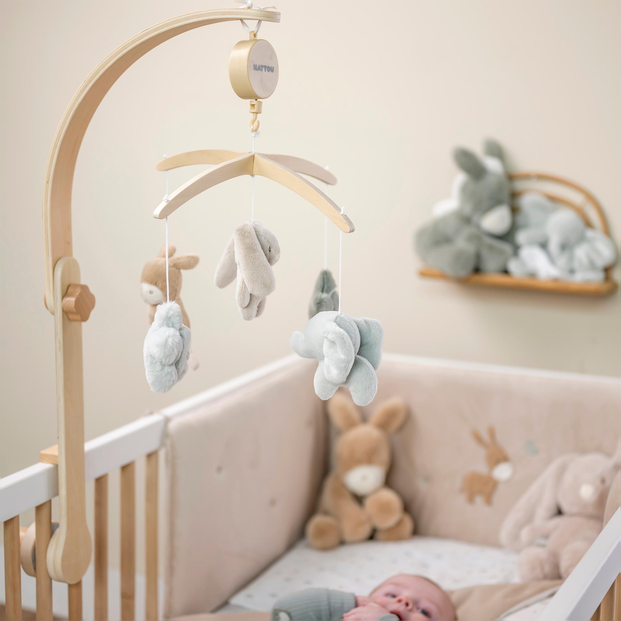 Móvil musical Nattou con arco madera colección LouLou Multicolor-2