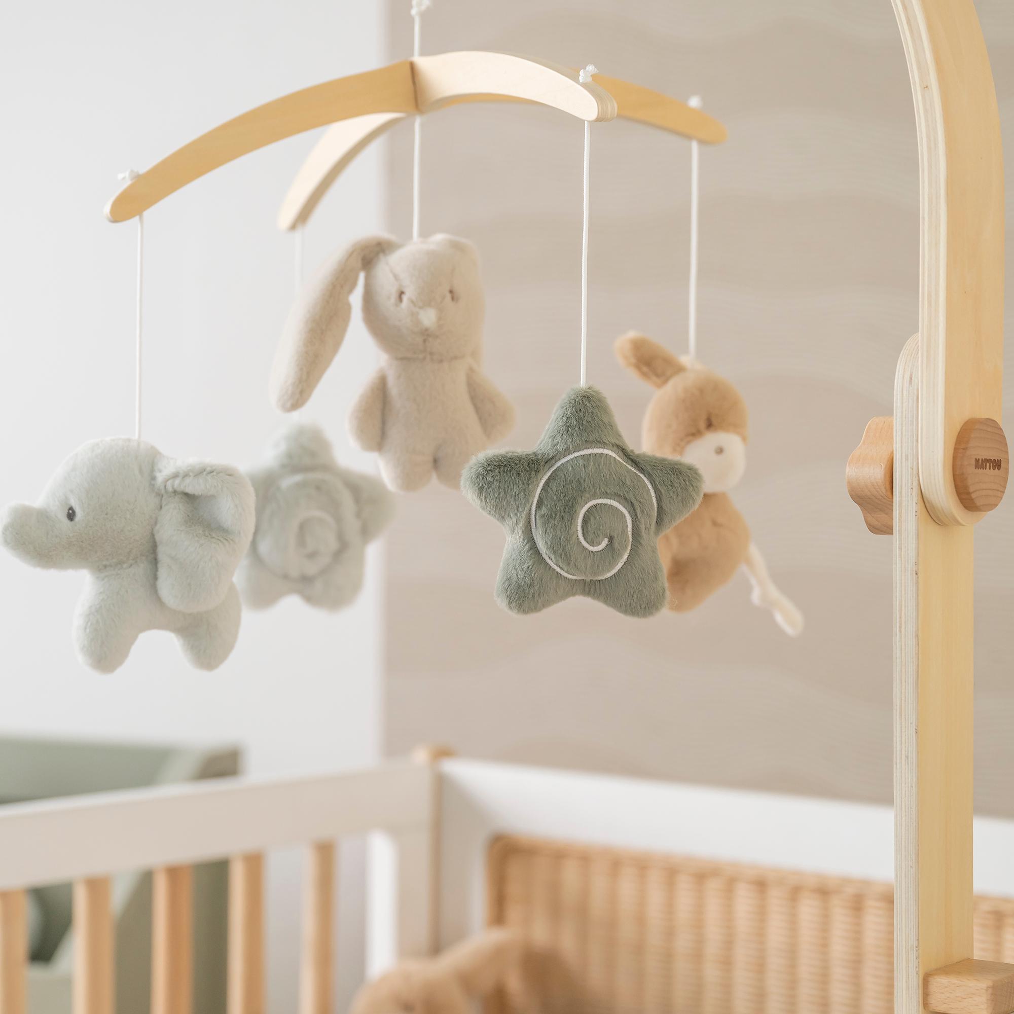 Móvil musical Nattou con arco madera colección LouLou Multicolor-4