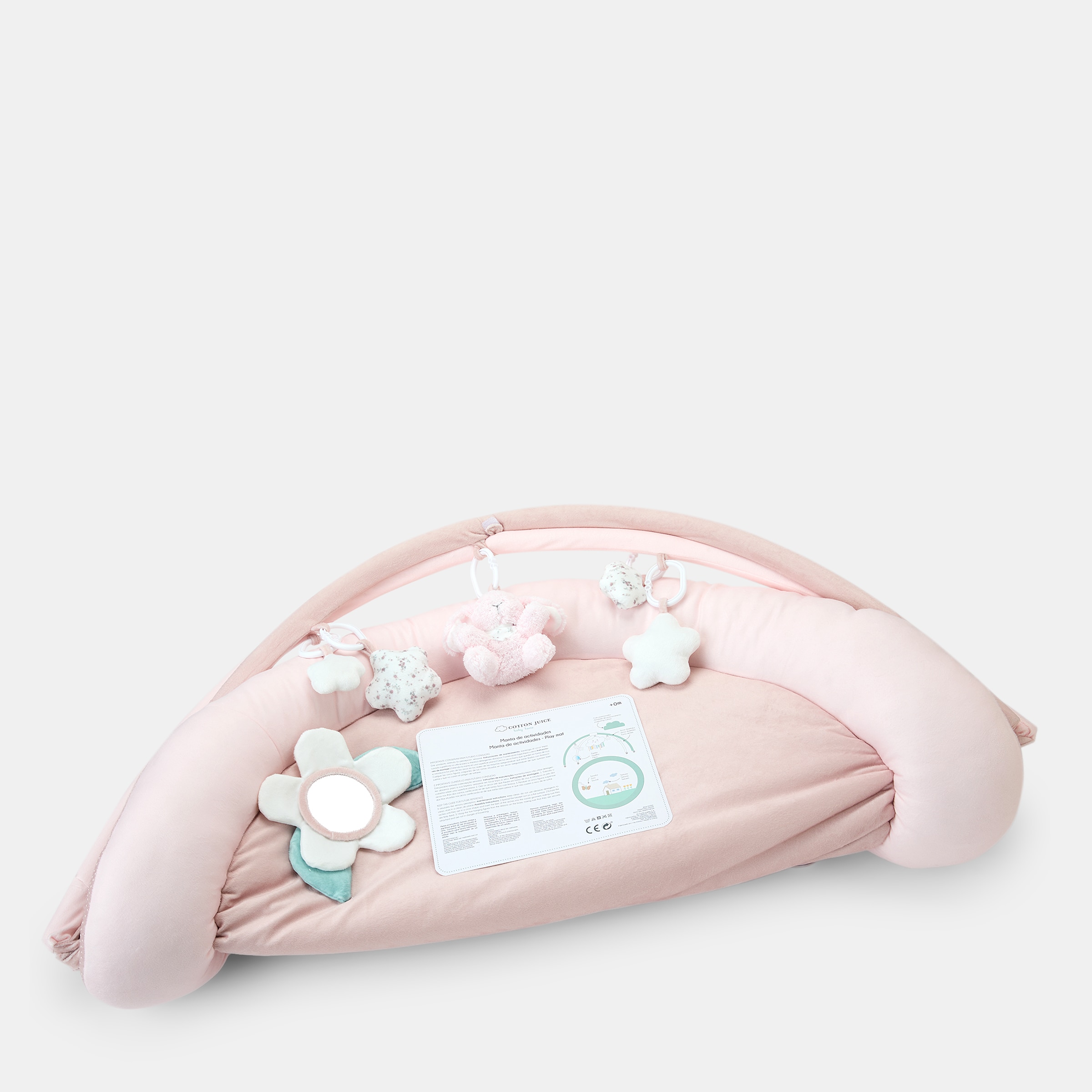 Manta actividades con arco y acolchado Cotton Juice Baby Home Conejo Rosa claro-4