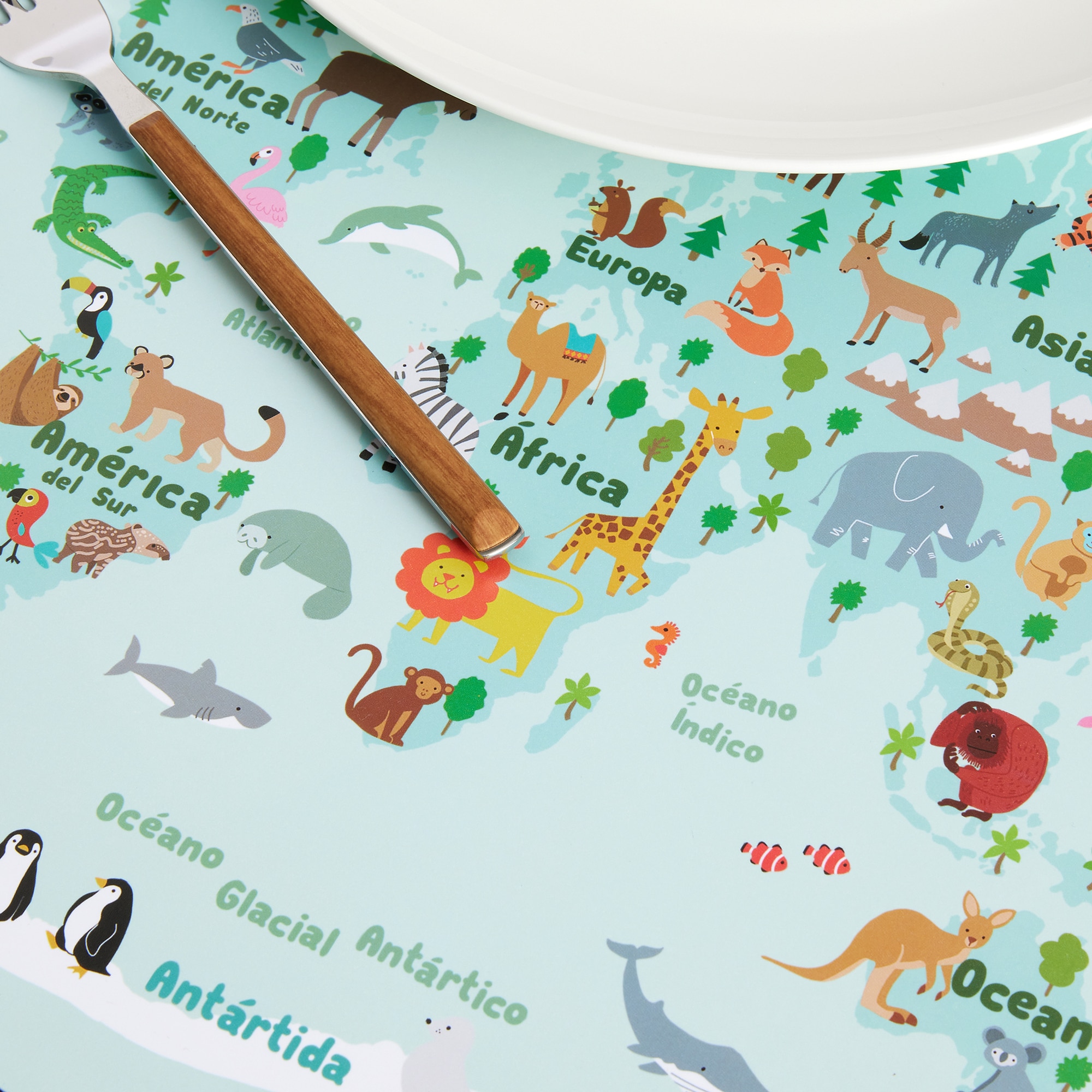 Individual Infantil Mapa Multicolor-3