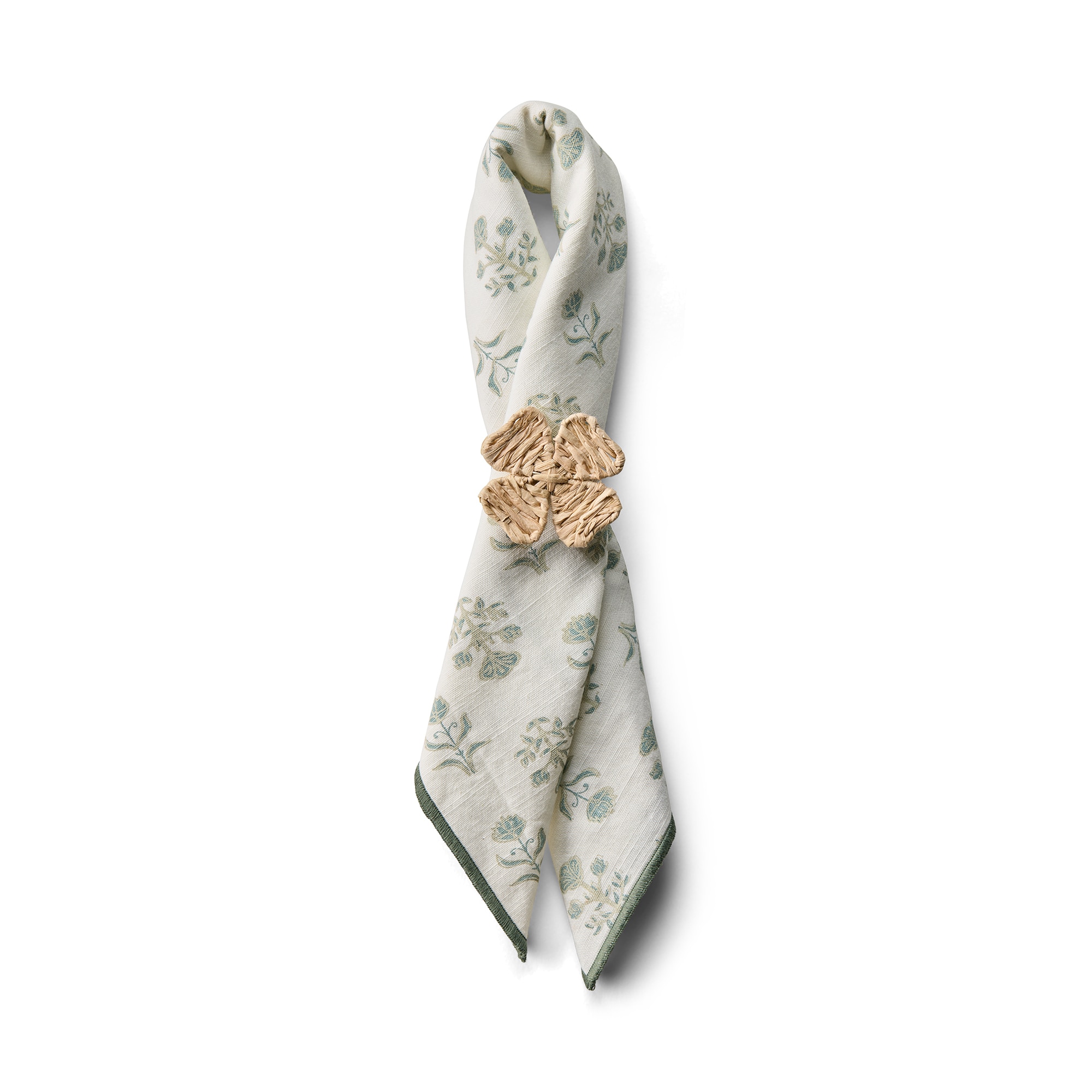 Guardanapo de Algodão Orgânico Floral SP25 Branco-2