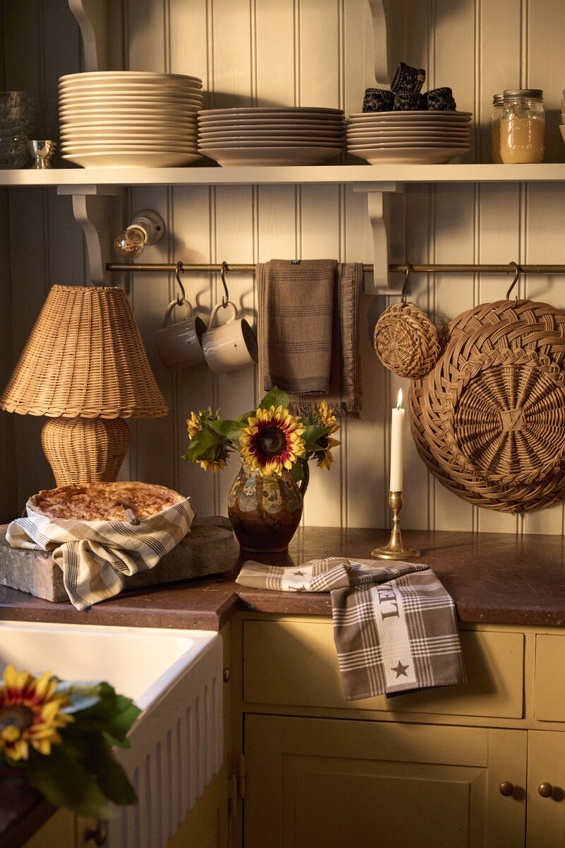 Guardanapo de Linho e Algodão Checked Torrado-2