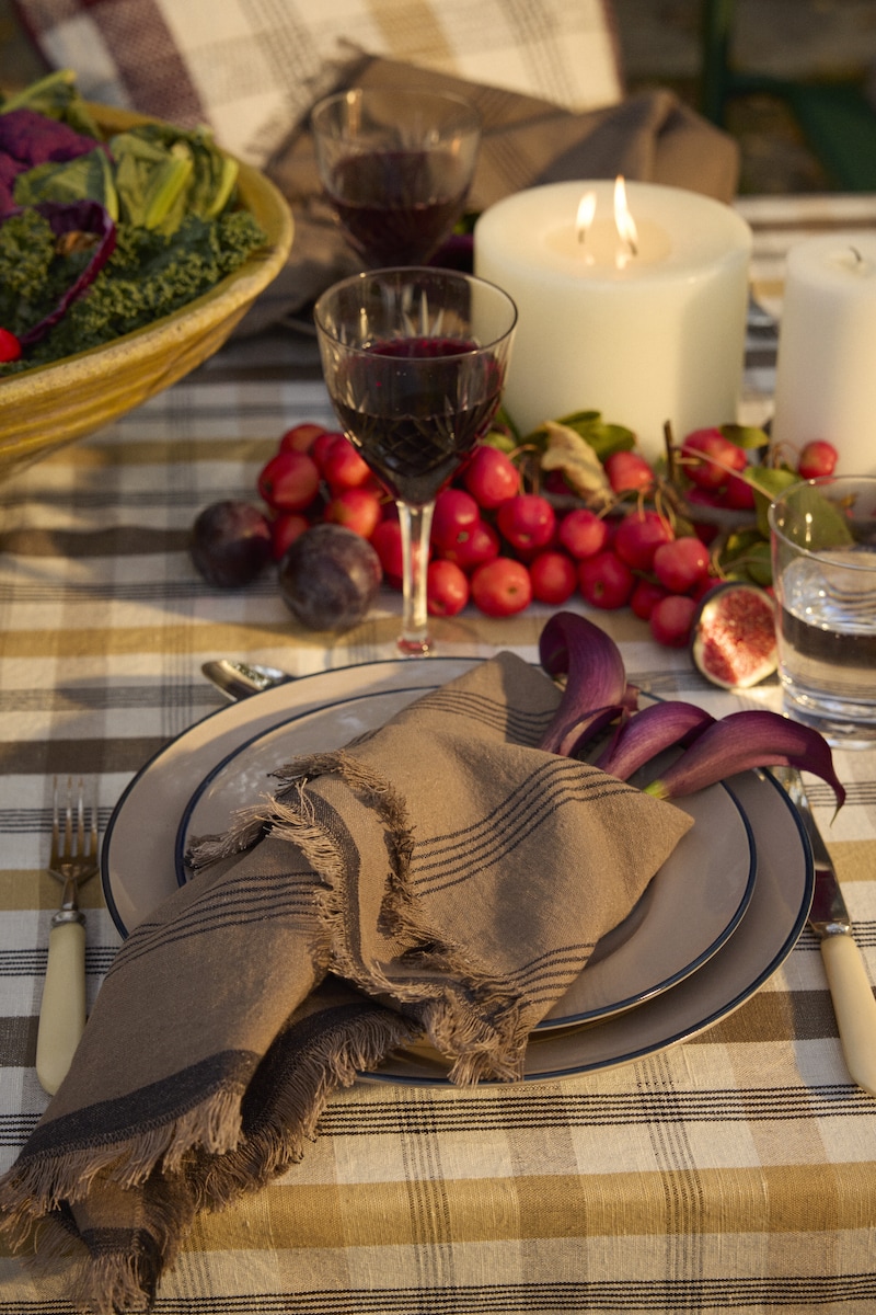 Servilleta lino y algodón Striped 25 Lexington Tostado-2