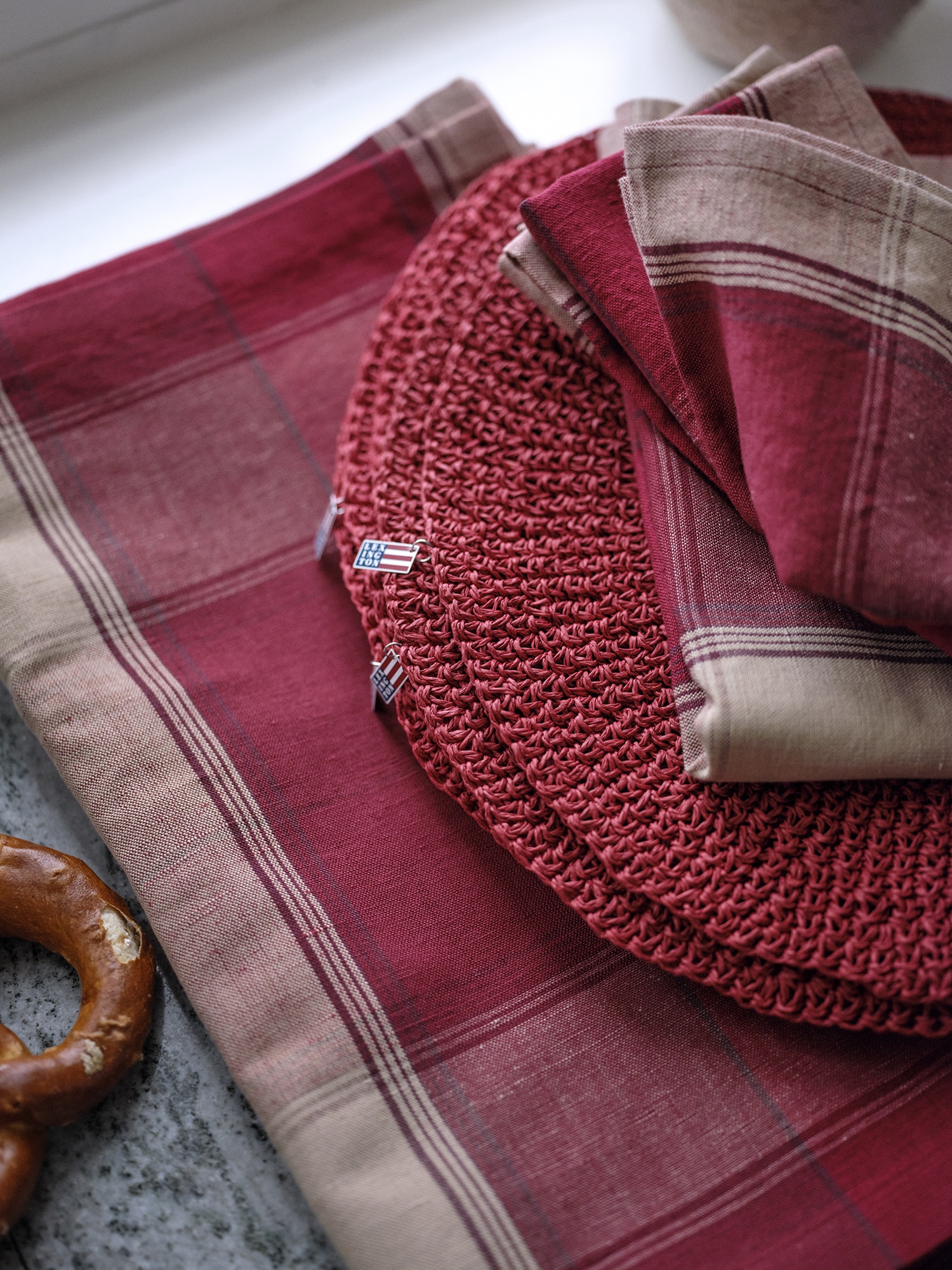 Individual de Linho e Algodão Living Natal 24 Vermelho-5