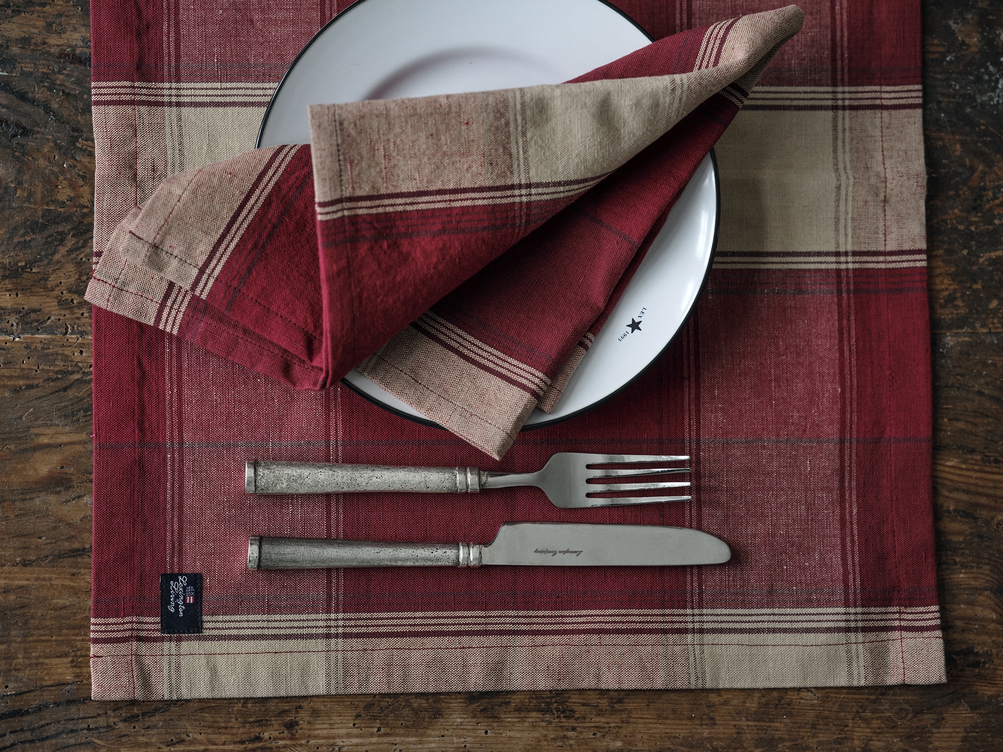 Individual de Linho e Algodão Living Natal 24 Vermelho-6