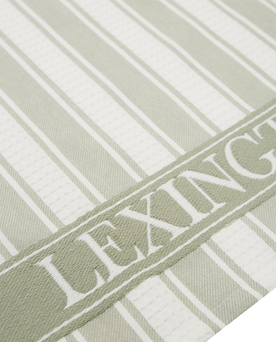 Pano de cozinha às riscas de sarja de algodão Icons Living Verde-2