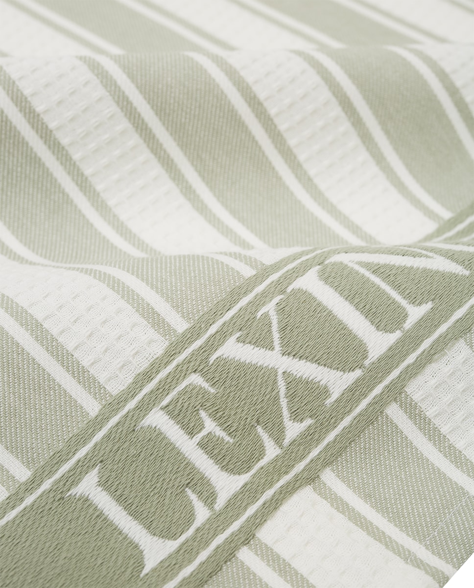 Pano de cozinha às riscas de sarja de algodão Icons Living Verde-3