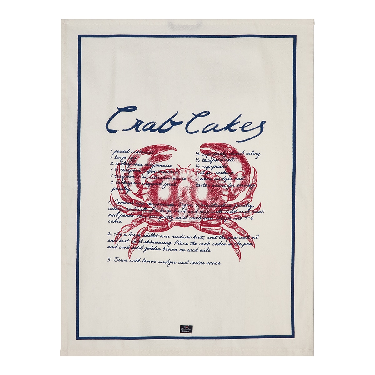 Pano de Cozinha de Sarja de Algodão Orgânico Crab Azul-1