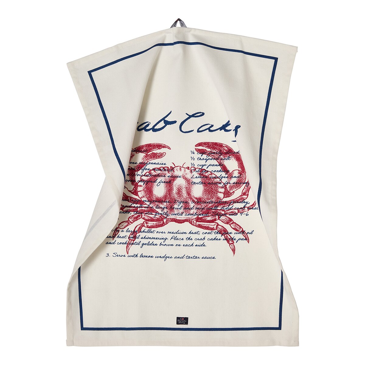 Pano de Cozinha de Sarja de Algodão Orgânico Crab Azul-2