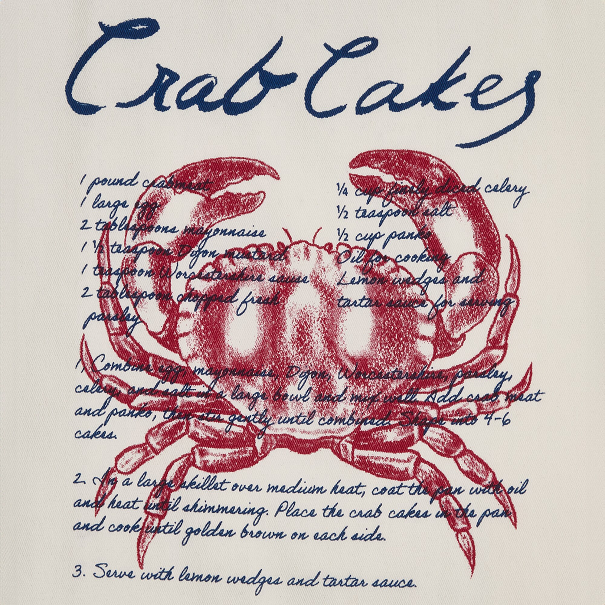 Pano de Cozinha de Sarja de Algodão Orgânico Crab Azul-3