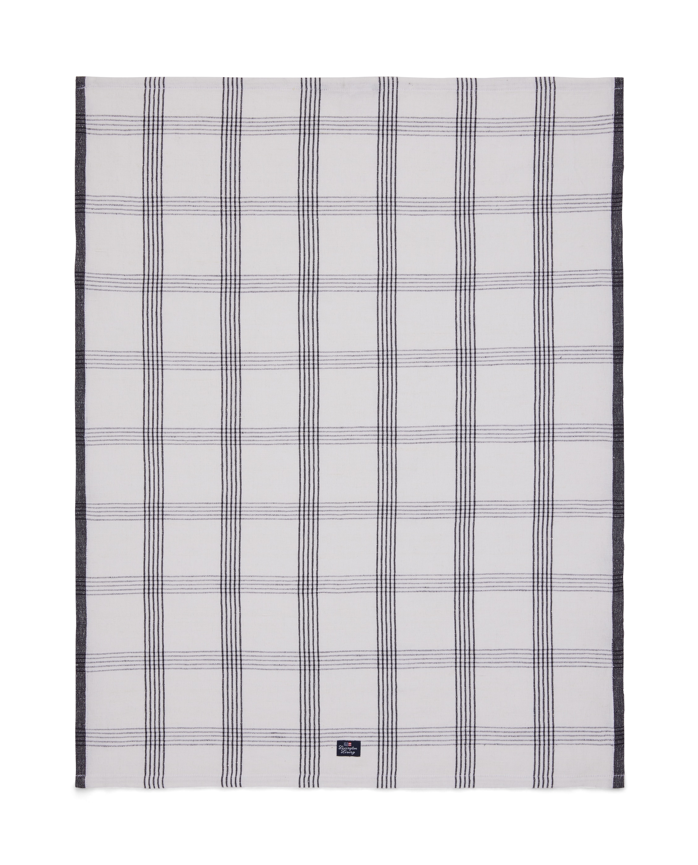 Pano de Cozinha de Sarja, Linho e Algodão Checked Branco-1