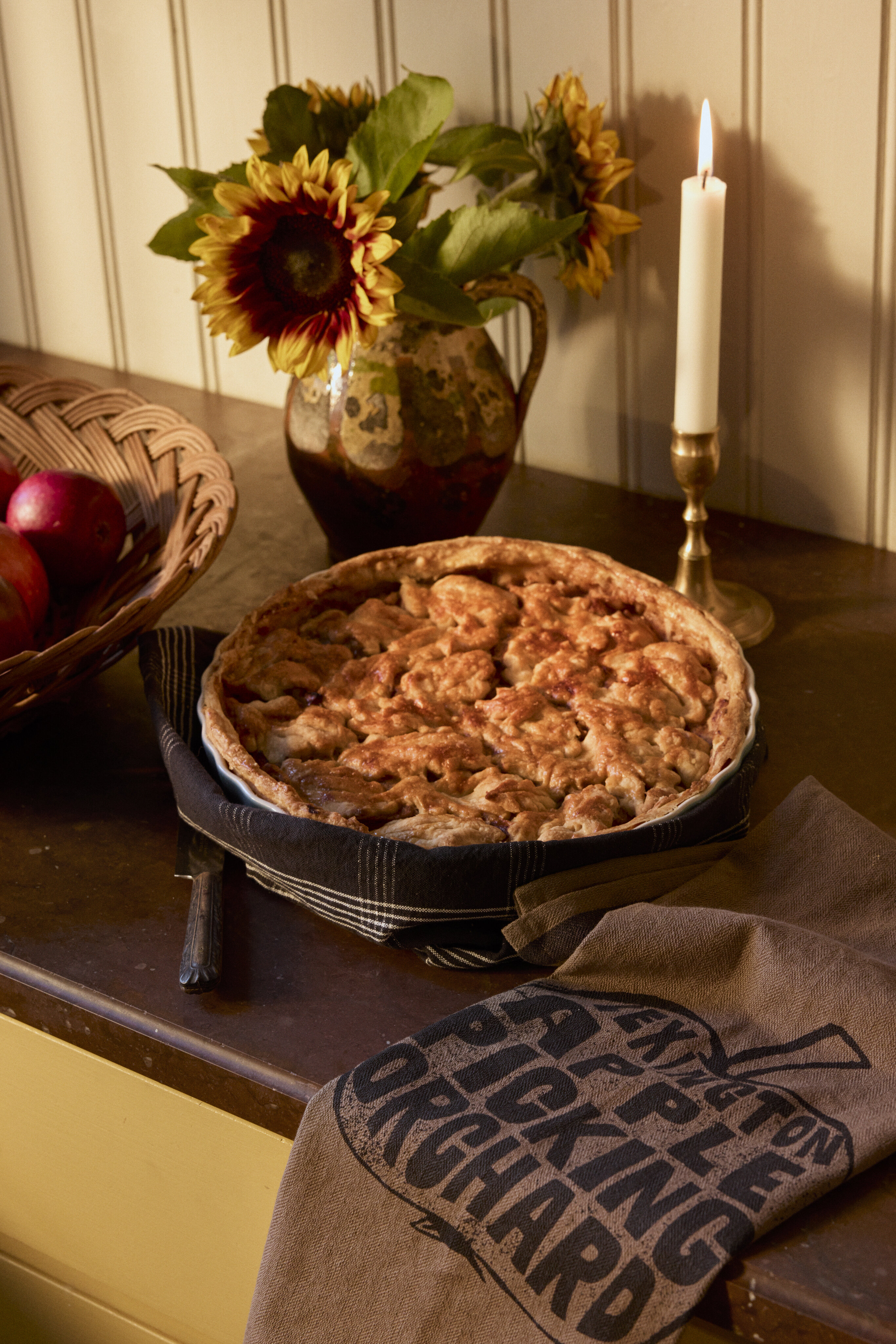 Pano de Cozinha de Sarja de Algodão Orgânico Apple Torrado-2