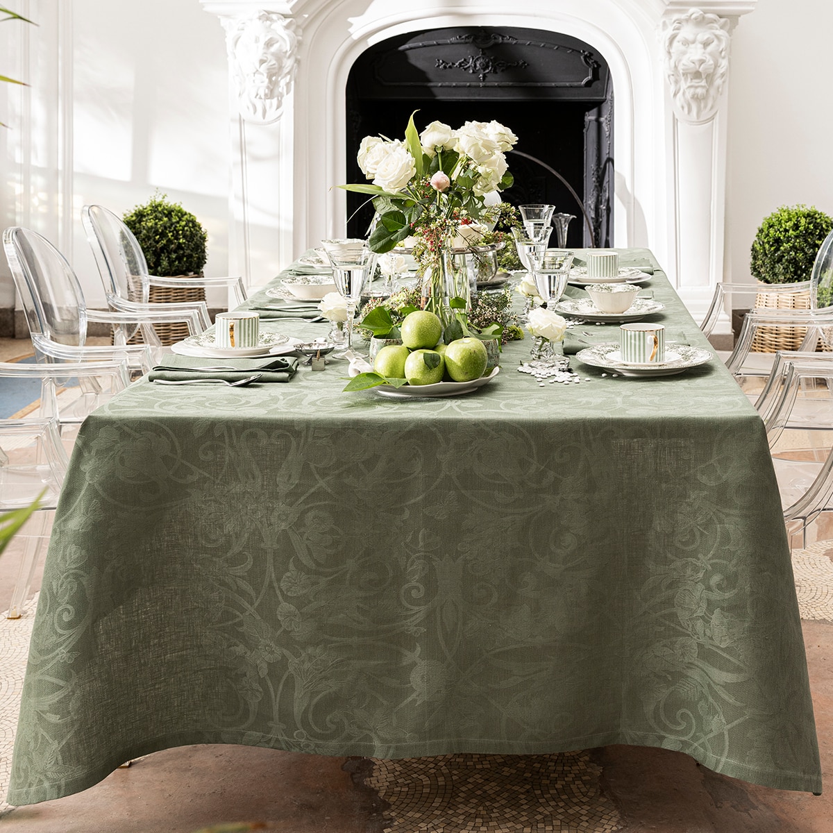 Toalha de mesa linho Tivoli Le Jacquard Français Verde-1
