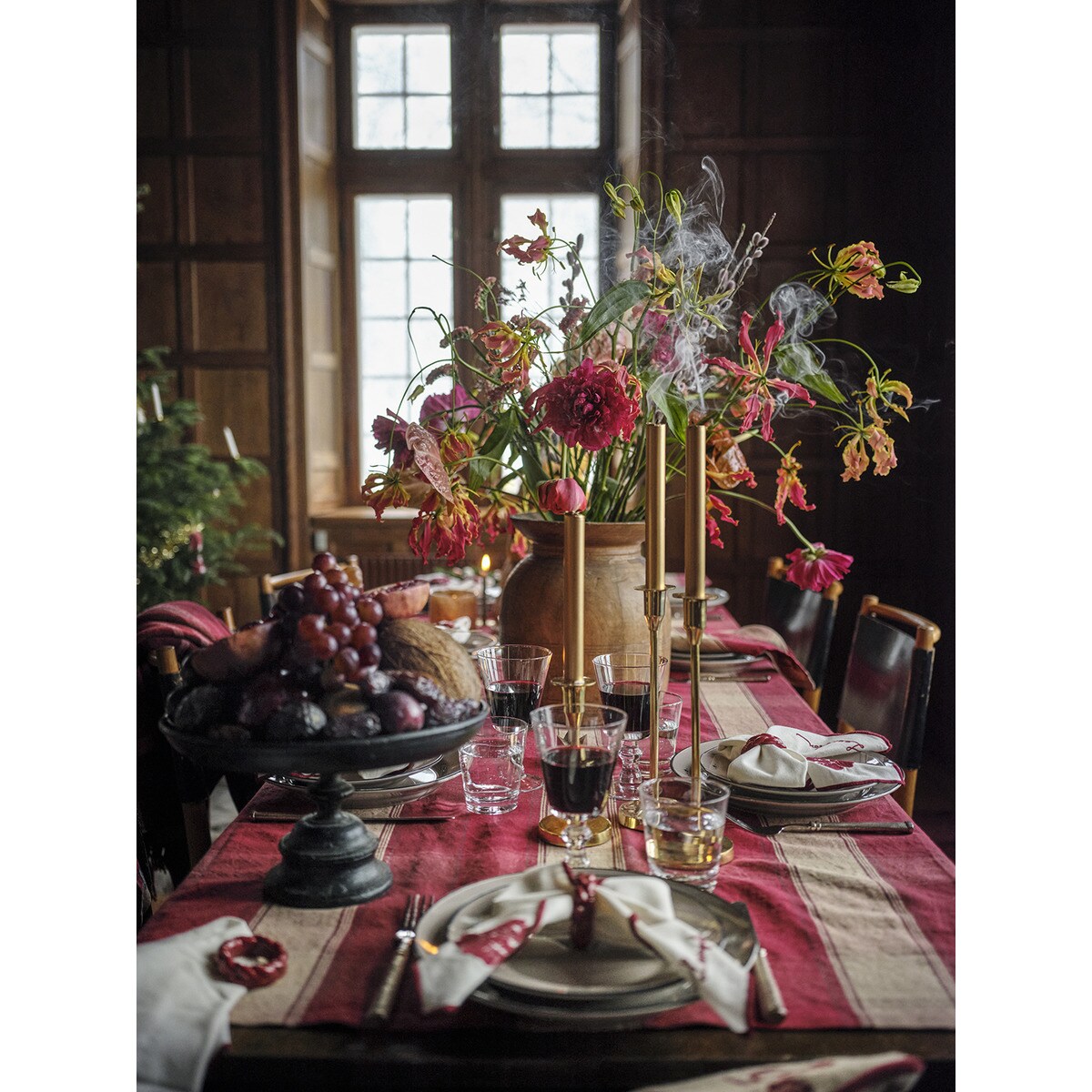 Toalha de Mesa de Linho e Algodão Living Natal 24 Vermelho-6