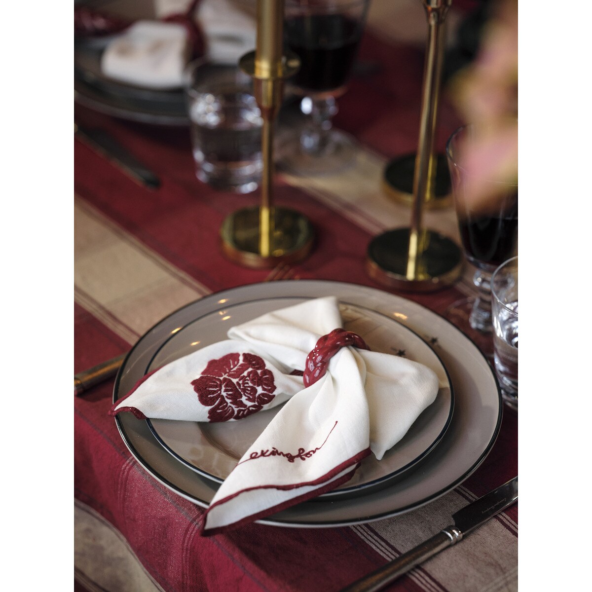 Toalha de Mesa de Linho e Algodão Living Natal 24 Vermelho-9