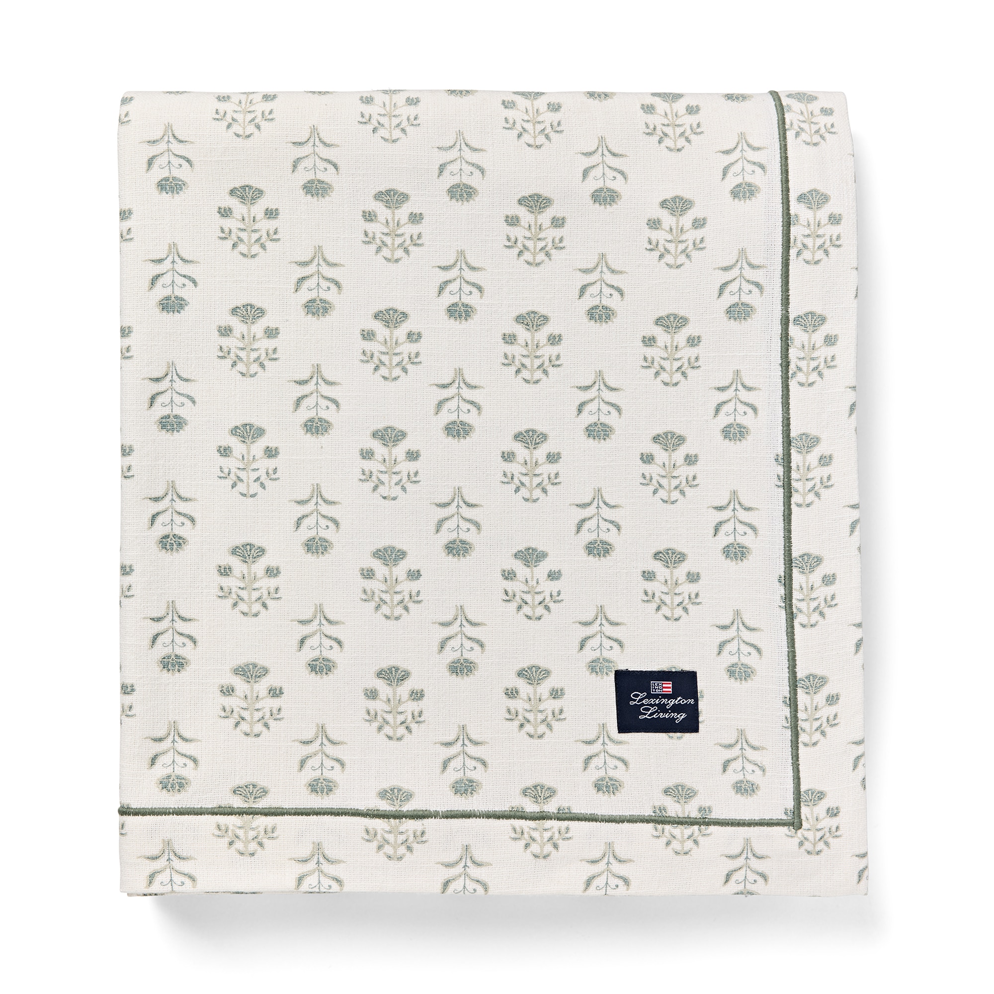 Toalha de Mesa de Algodão Orgânico Floral SP25 Branco-1