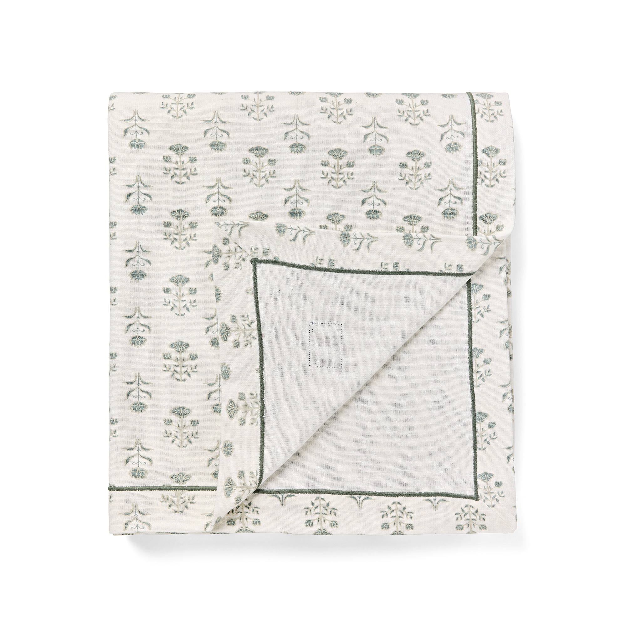 Toalha de Mesa de Algodão Orgânico Floral SP25 Branco-2