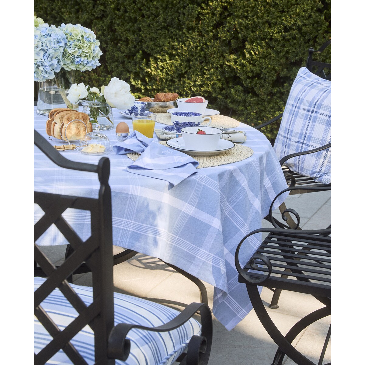 Toalha de Mesa de Algodão Orgânico Oxford PV25 Azul-3
