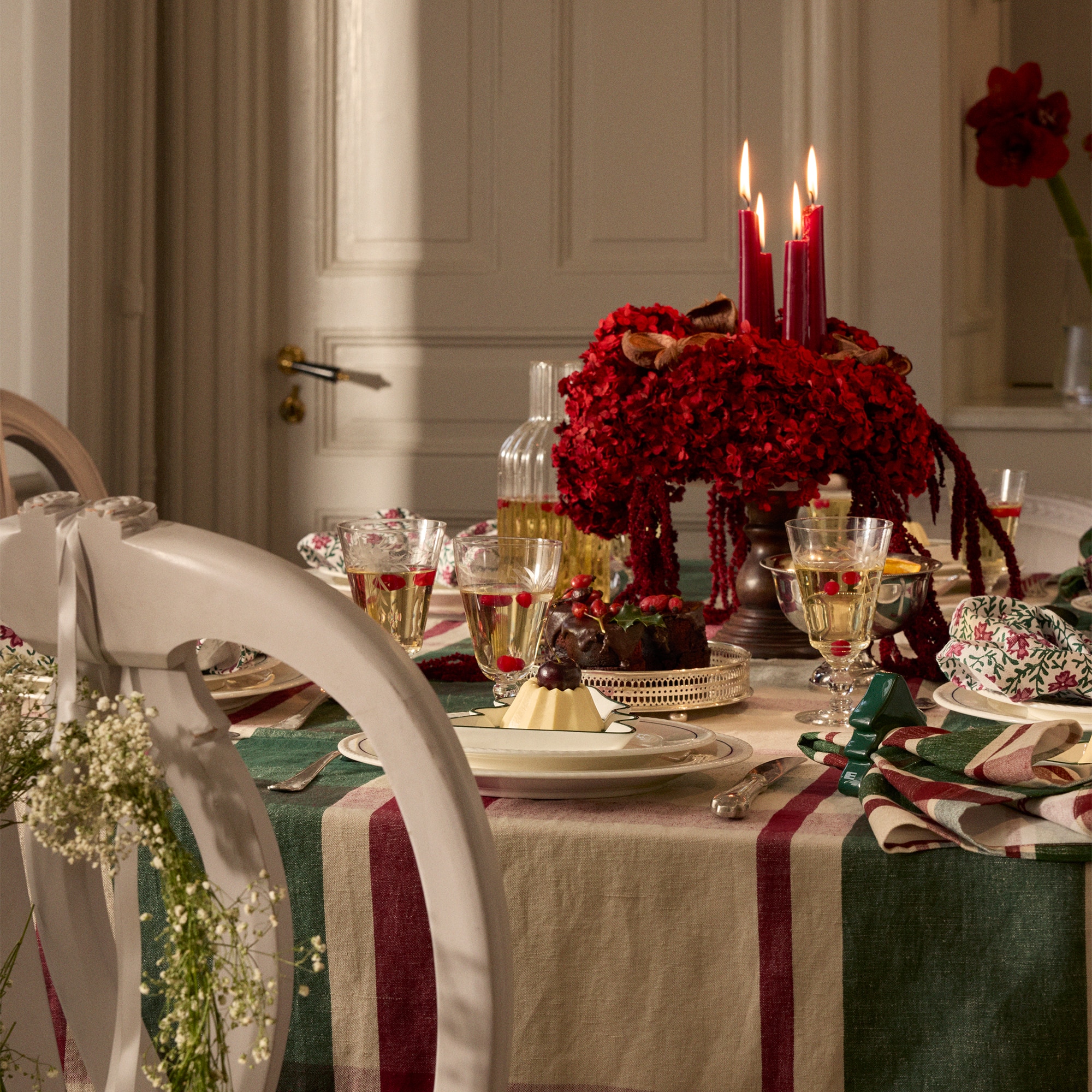 Toalha de Mesa de Linho e Algodão aos Quadrados Multicolor-5