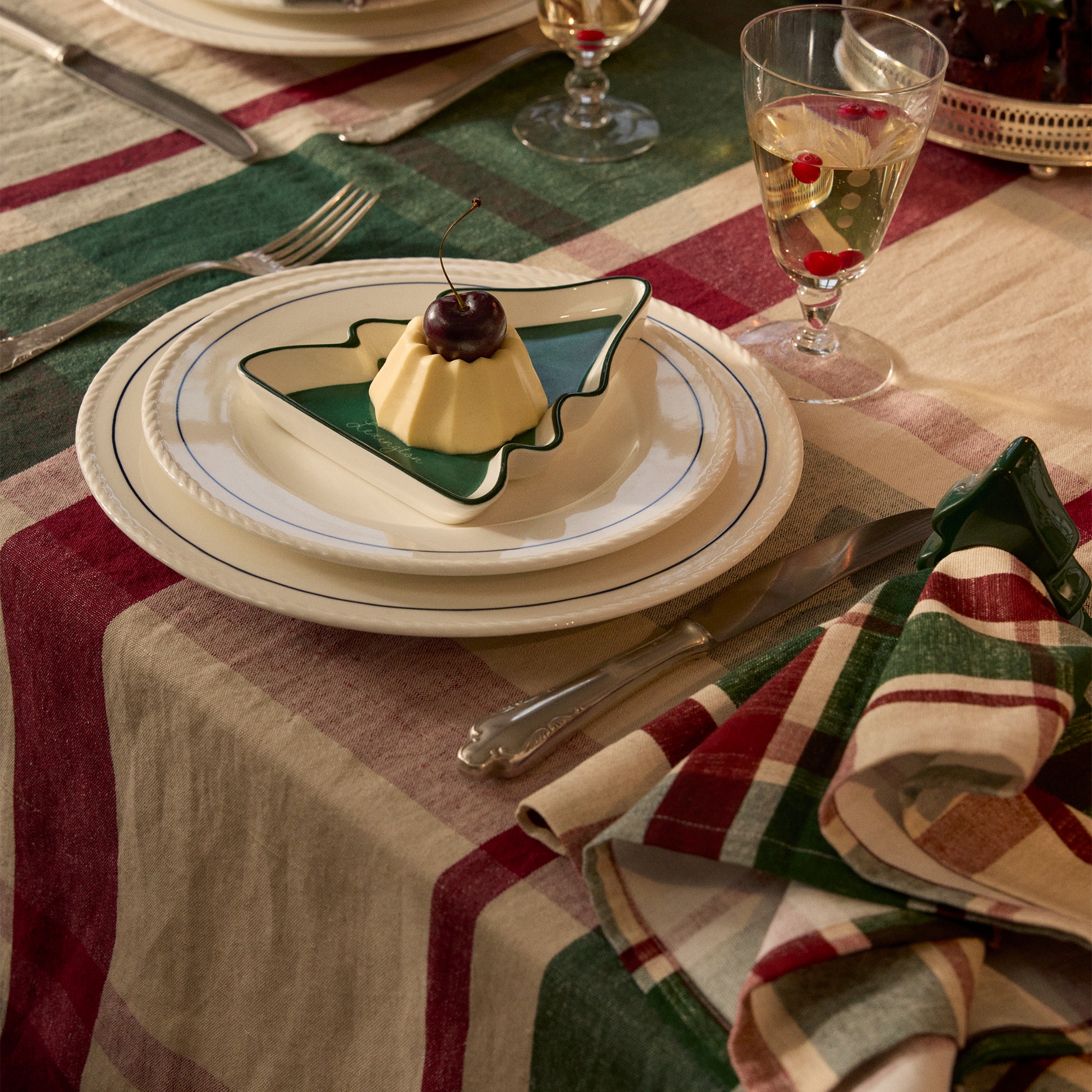 Toalha de Mesa de Linho e Algodão aos Quadrados Multicolor-6