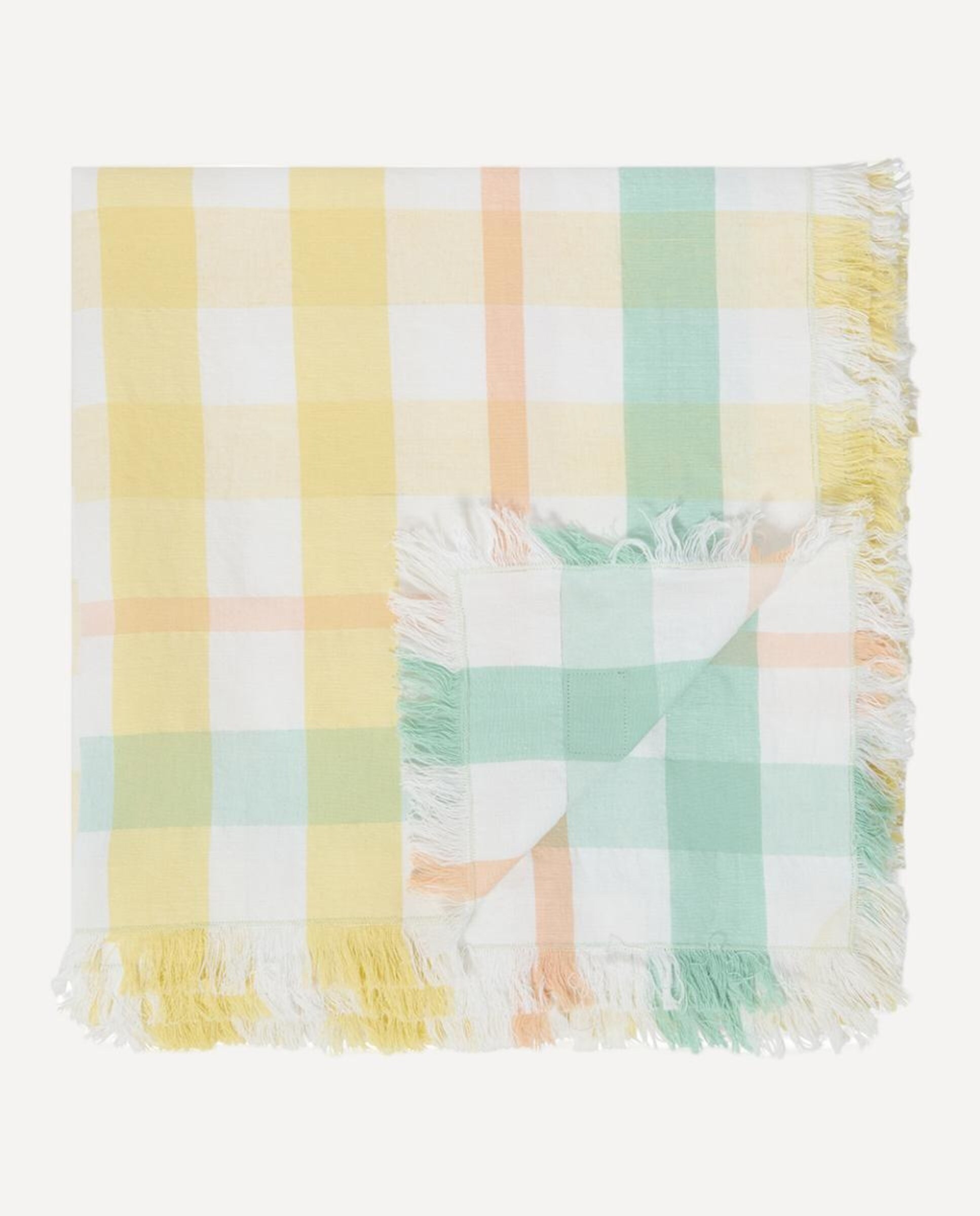 Mantel de algodón-lino de cuadros - Multicolor Multicolor-2