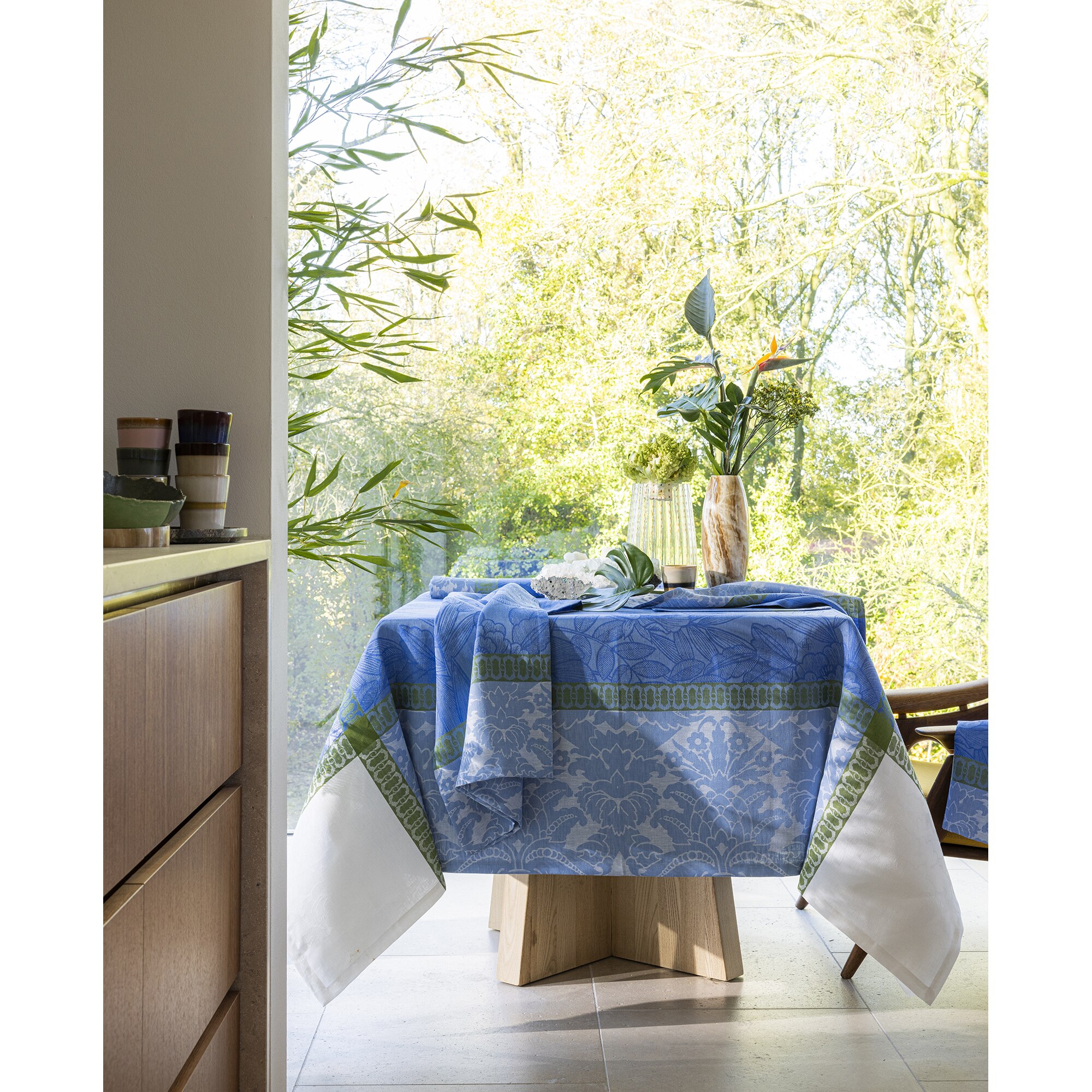 Toalha de Mesa de Linho Tropicale Azul-2