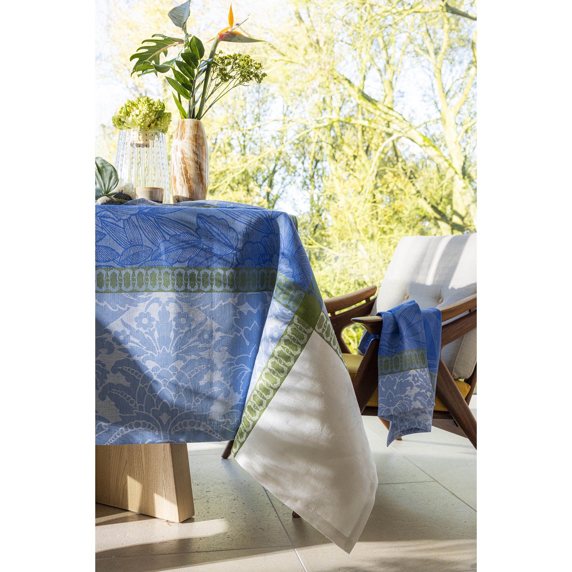 Toalha de Mesa de Linho Tropicale Azul-3