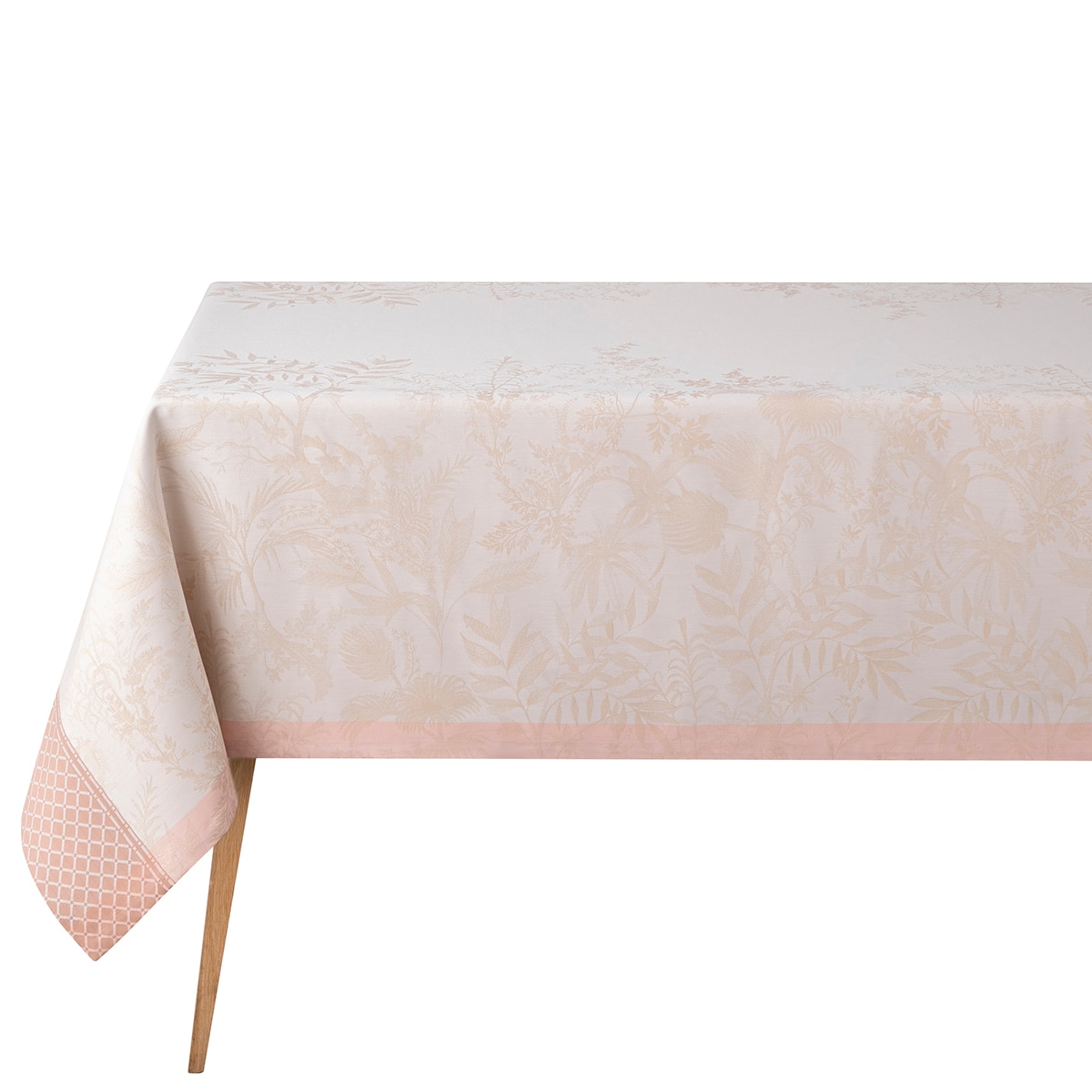 Mantel algodón Jardin D'Eden Le Jacquard Français - Rosa claro 175 x 250 cm Rosa claro-1