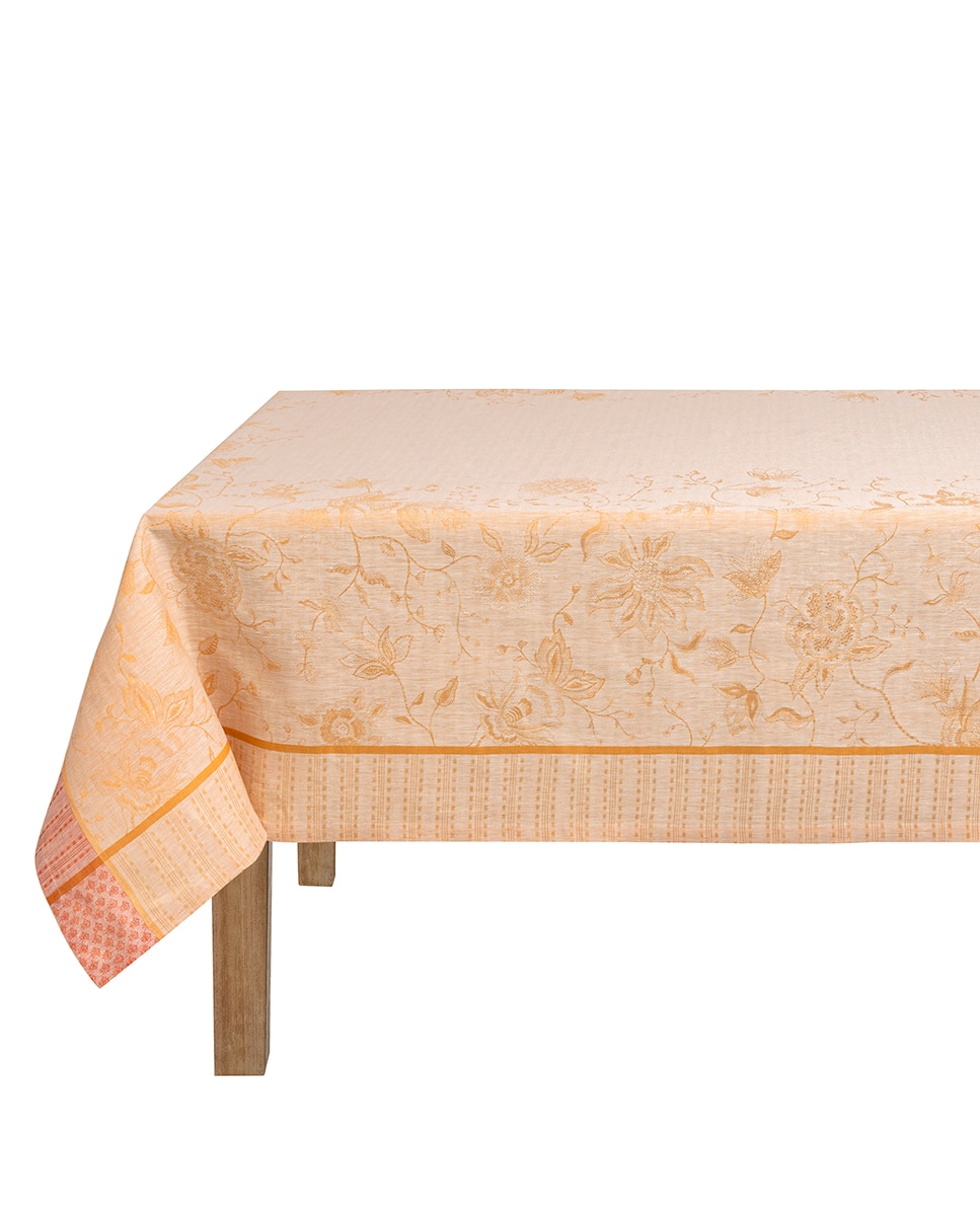 Mantel de lino jaquard motivos florales - Melocotón Melocotón-1