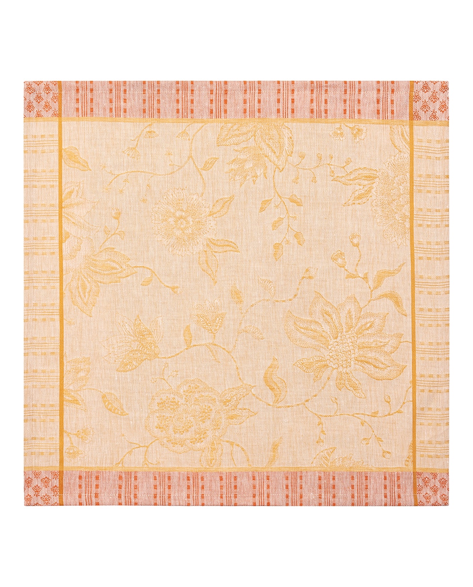 Servilleta de lino jaquard motivos florales - Melocotón Melocotón-1