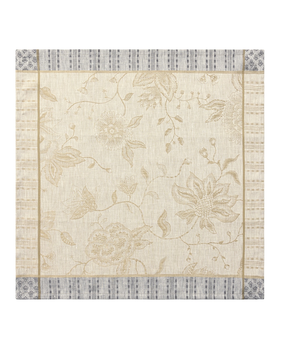 Imagen 0 de Servilleta de lino jaquard motivos florales Beige