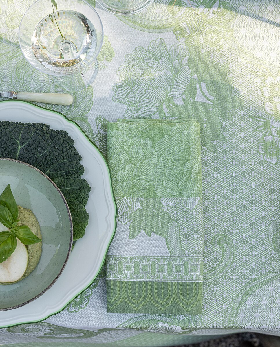 Servilleta jaquard floral - Verde Verde-2