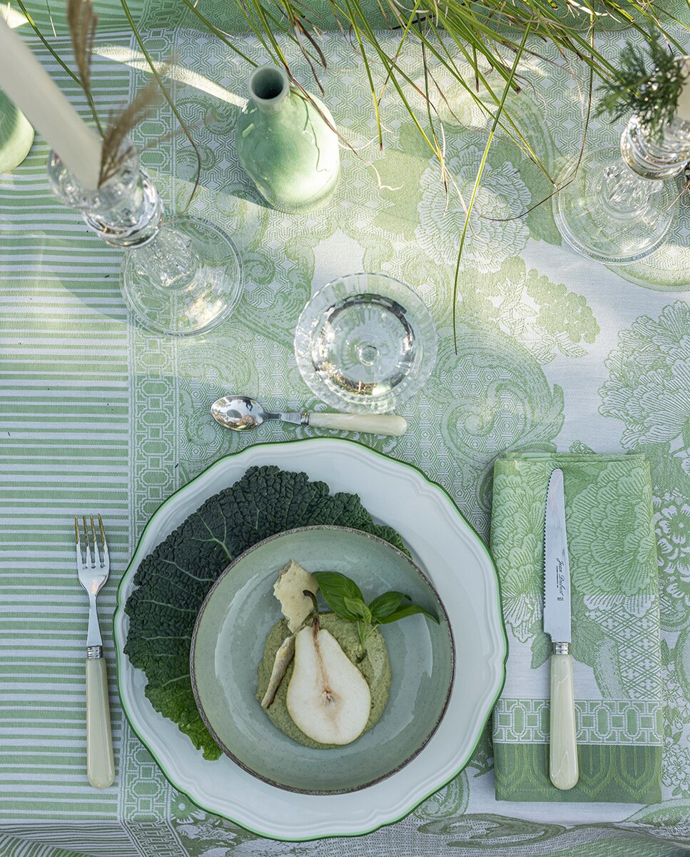 Servilleta jaquard floral - Verde Verde-3