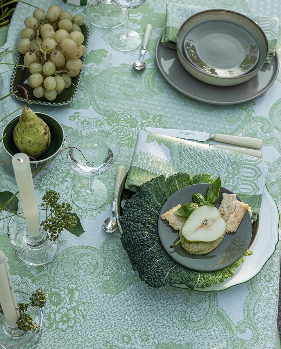 Servilleta jaquard floral - Verde Verde-4