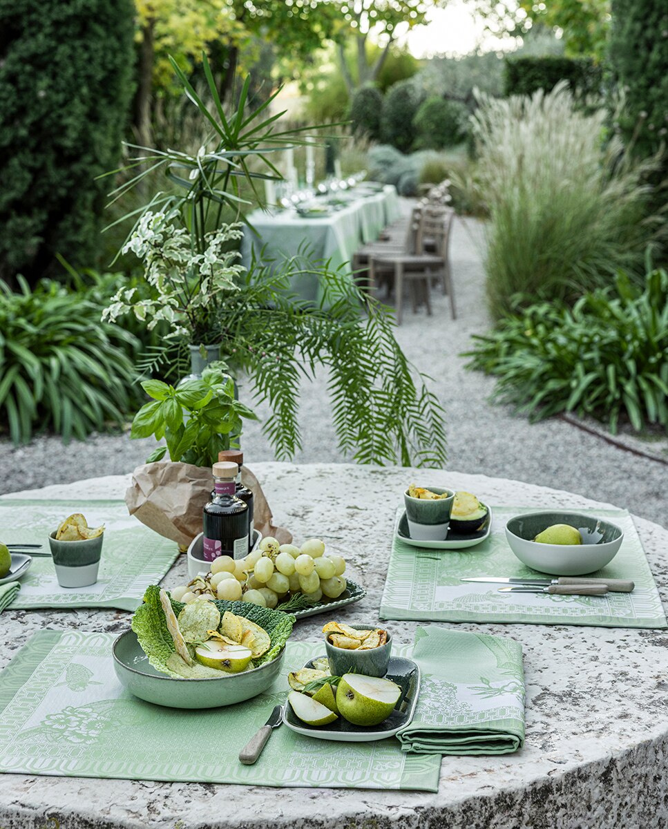 Servilleta jaquard floral - Verde Verde-5