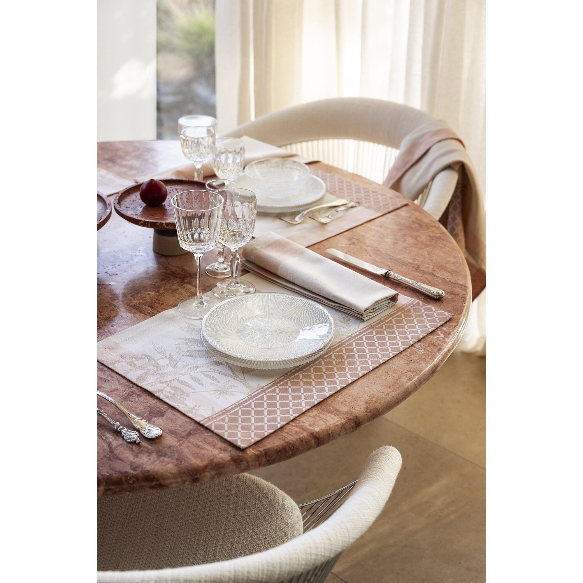 Individual de Algodão Jardin D'Eden Rosa-claro-3