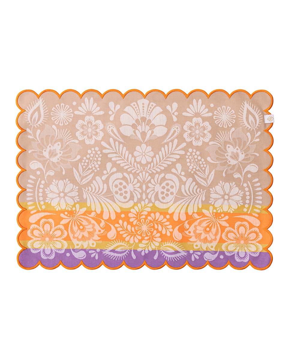 Individual antimanchas, con acabado festón en ondas - Beige Beige-1