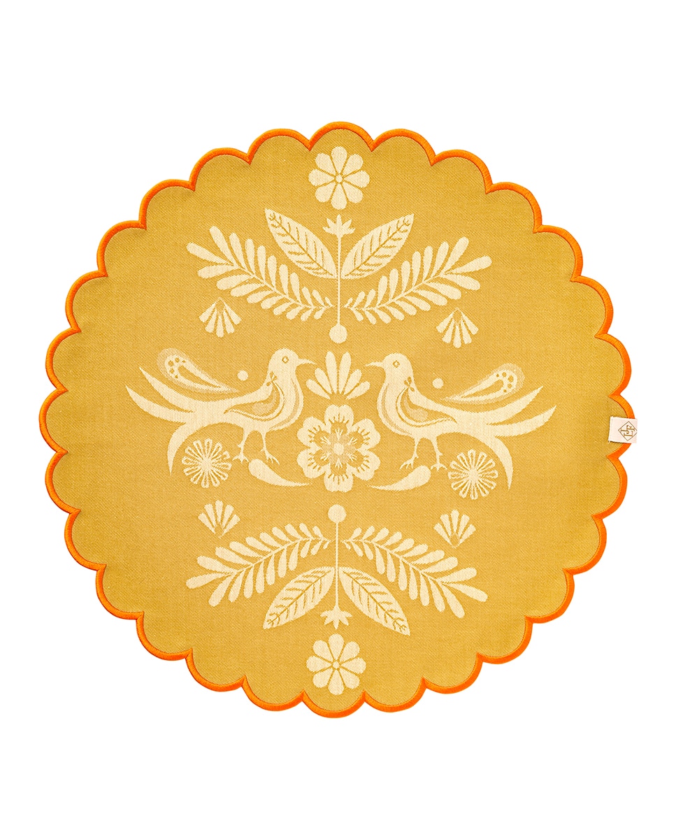 Individual antimanchas, con acabado festón en ondas - Naranja Naranja-1