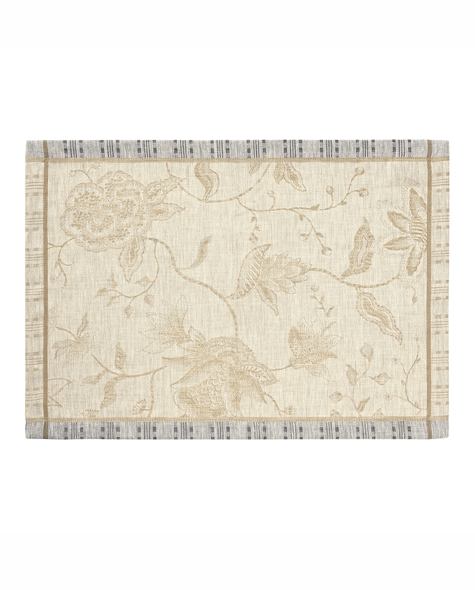 Imagem 0 de Individual em linho jacquard com motivos florais